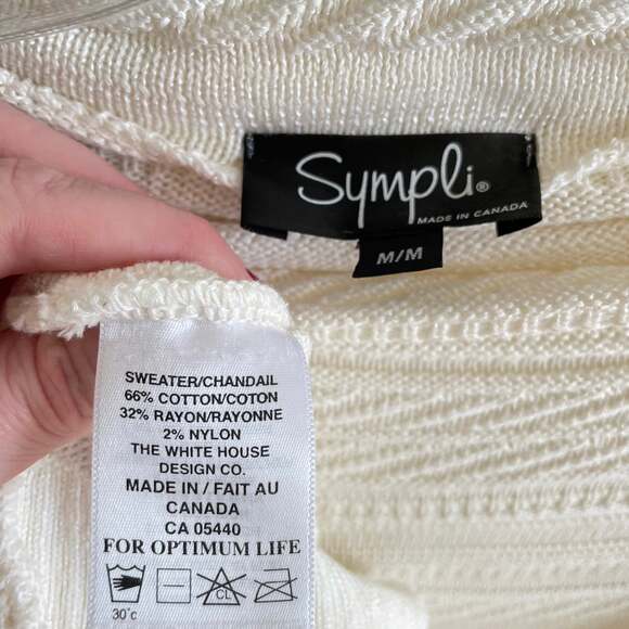 Sympli Canada Women’s Cream Rollneck Textured Pullover Sweater - Picture 5 of 5